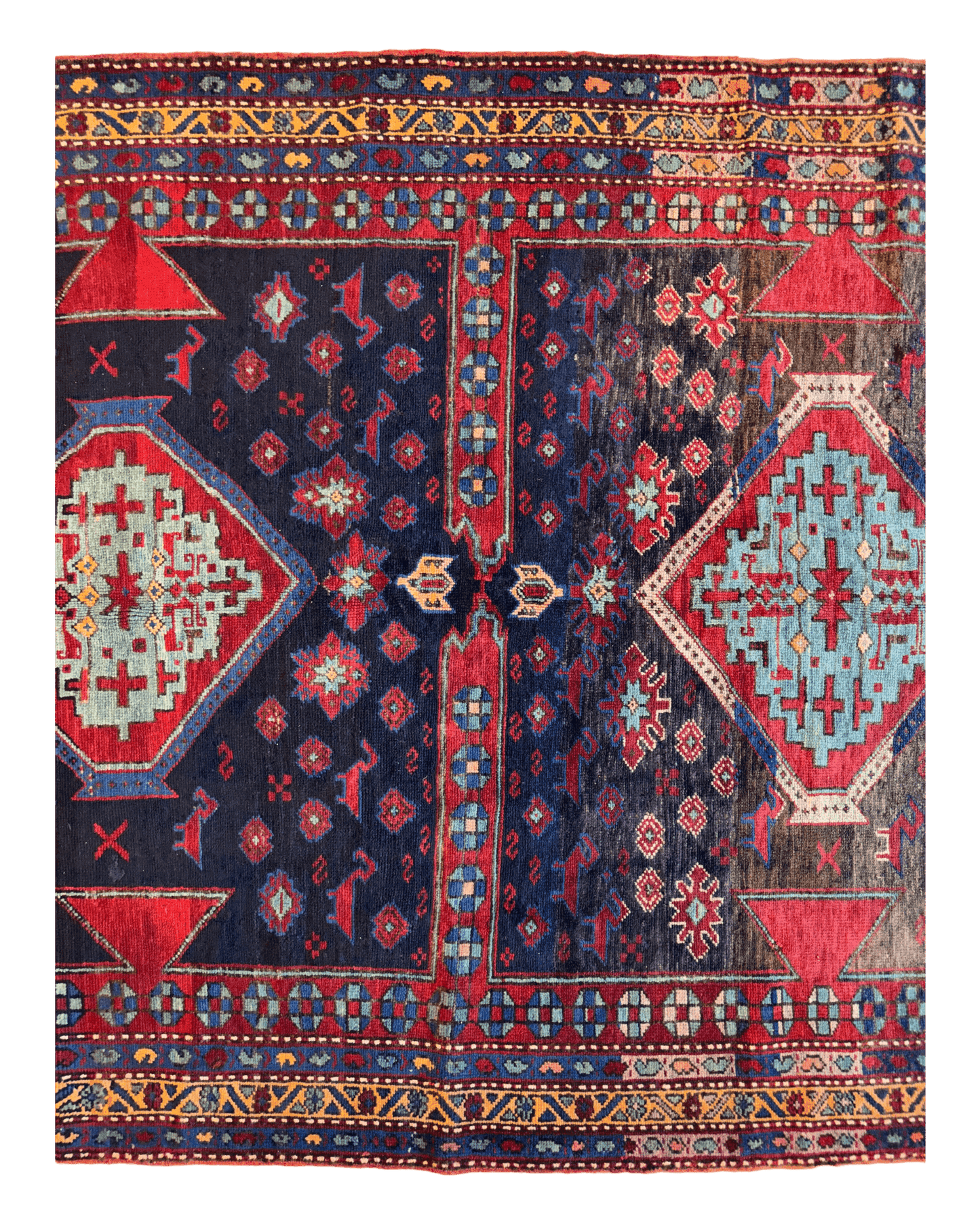 Antique 19th Century Handwoven Kazak Tribal Rug 5’ x 8’