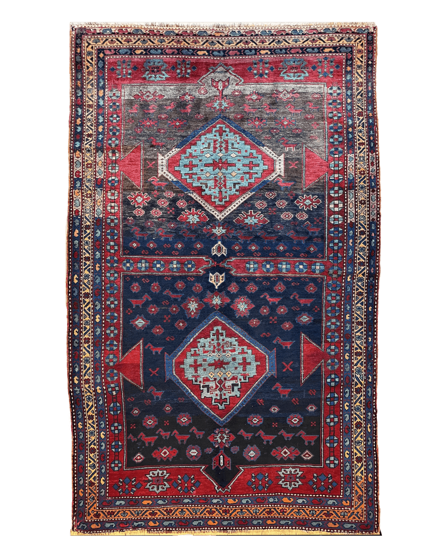 Antique 19th Century Handwoven Kazak Tribal Rug 5’ x 8’