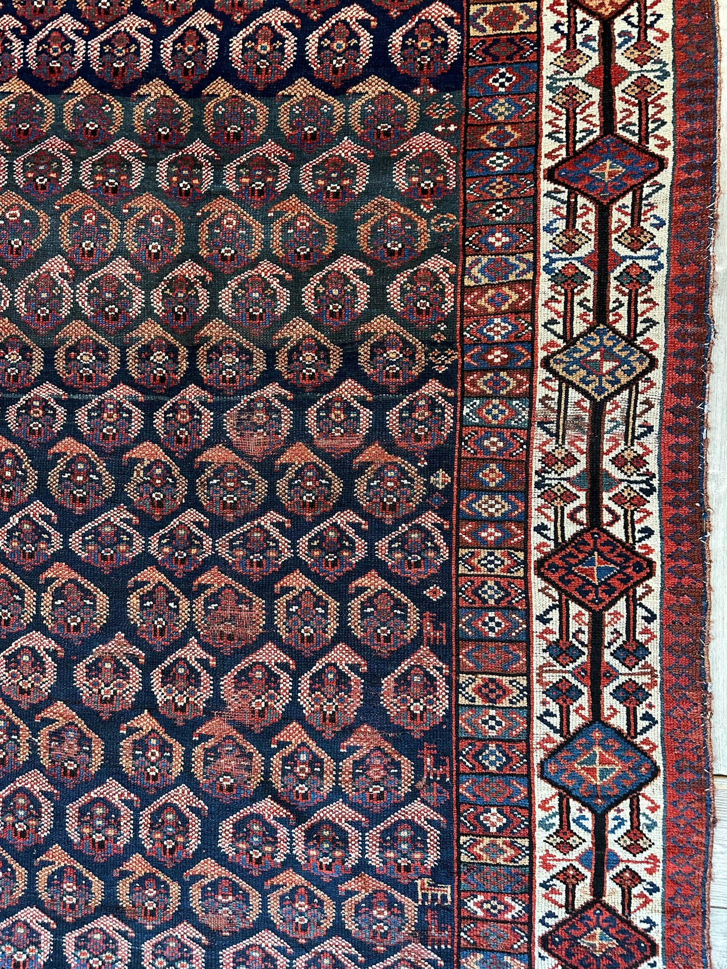 Antique All Over Paisley Kurdish Afshar Rug 4’5” x 8’11”