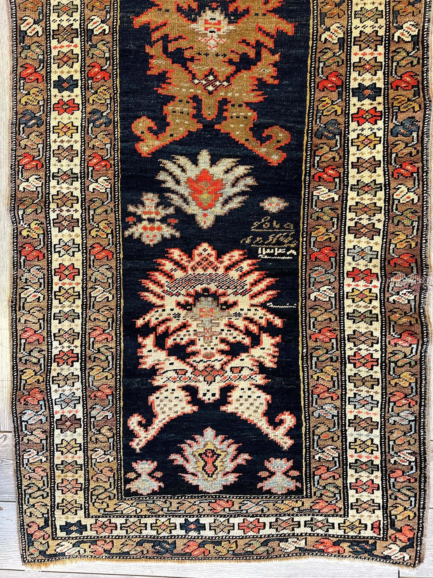 Antique Caucasian Karabakh Signed & Dated Wool on Wool Runner Rug 3 X 7
