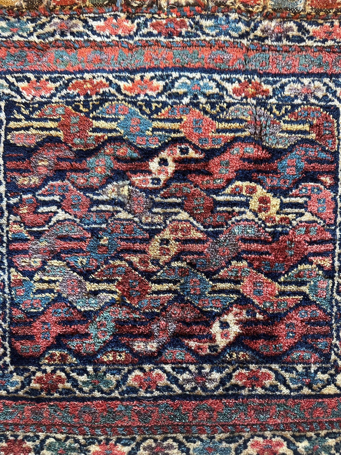 Antique Natural Dyes Small Kurdish Square Decorative Hanging Rug - 22" X 24"
