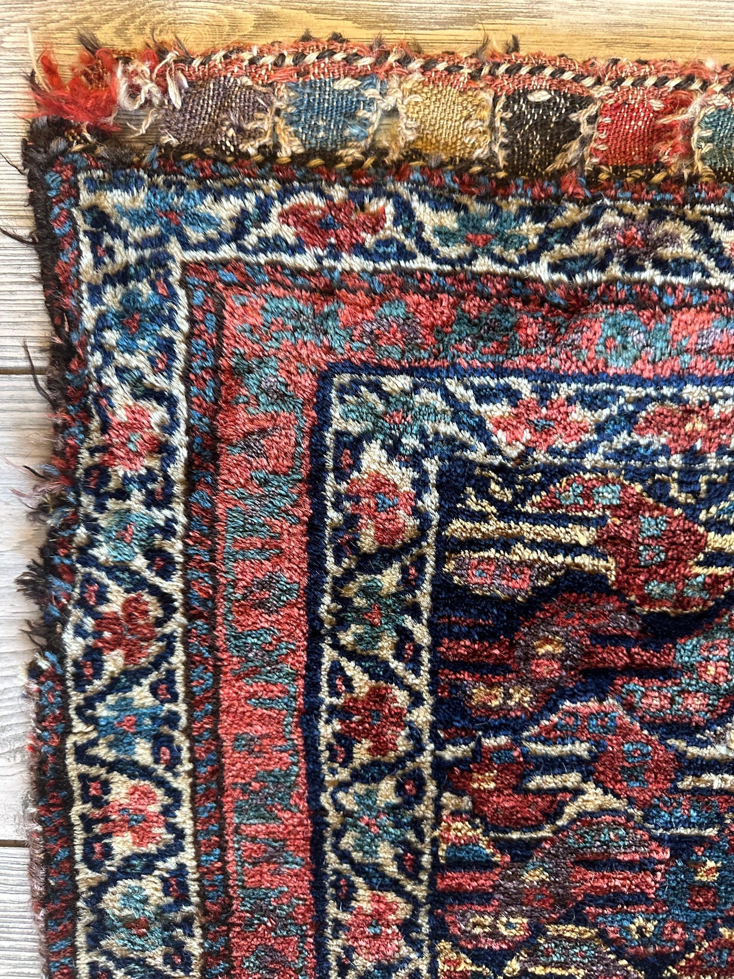 Antique Natural Dyes Small Kurdish Square Decorative Hanging Rug - 22" X 24"