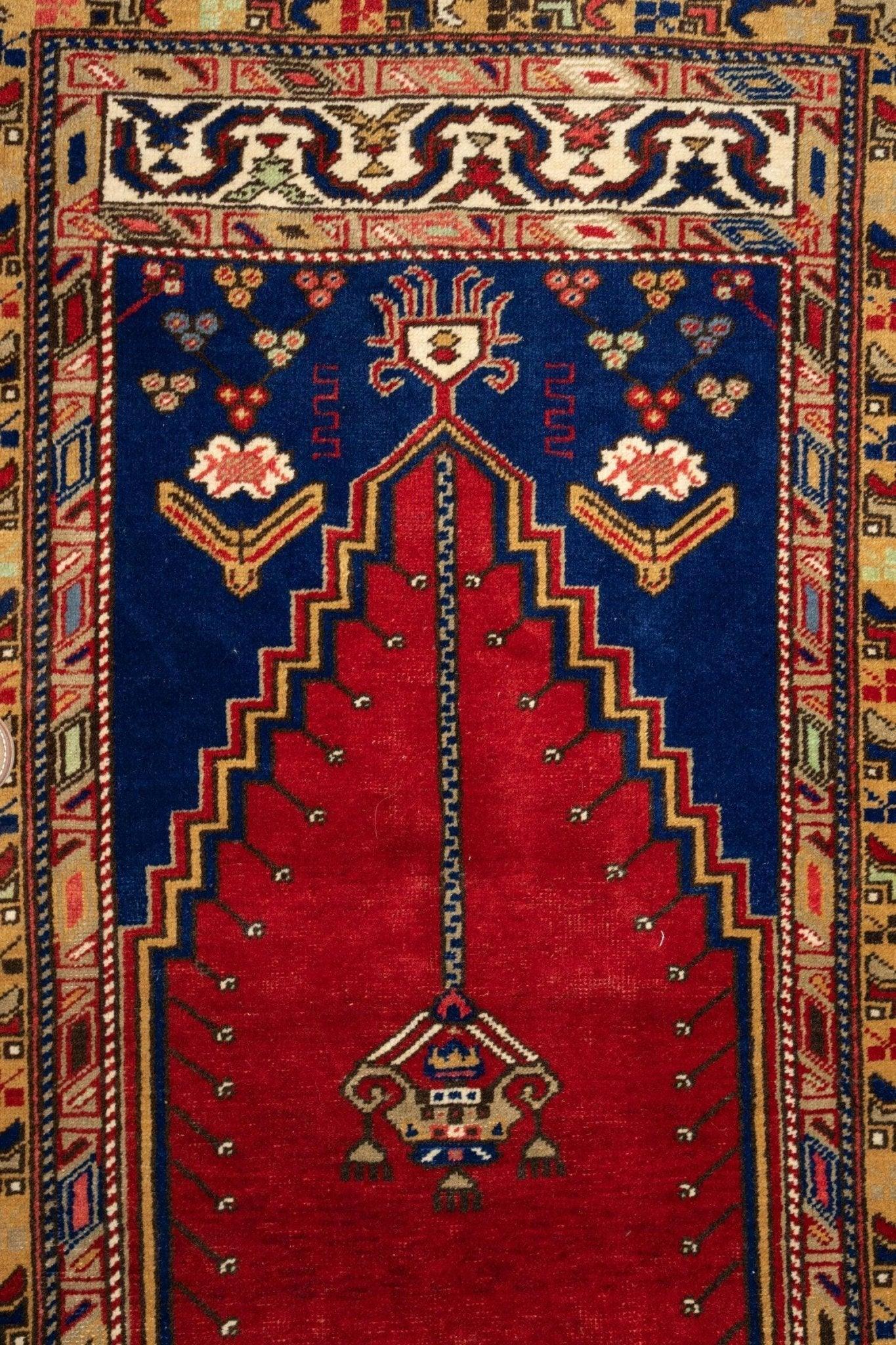 Vintage Turkish Wool Prayer Rug 4x6