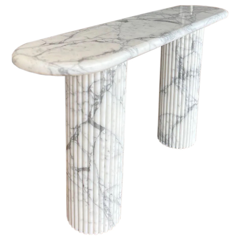 Arabescato Carara Marble Fluted Legs Designer Console
