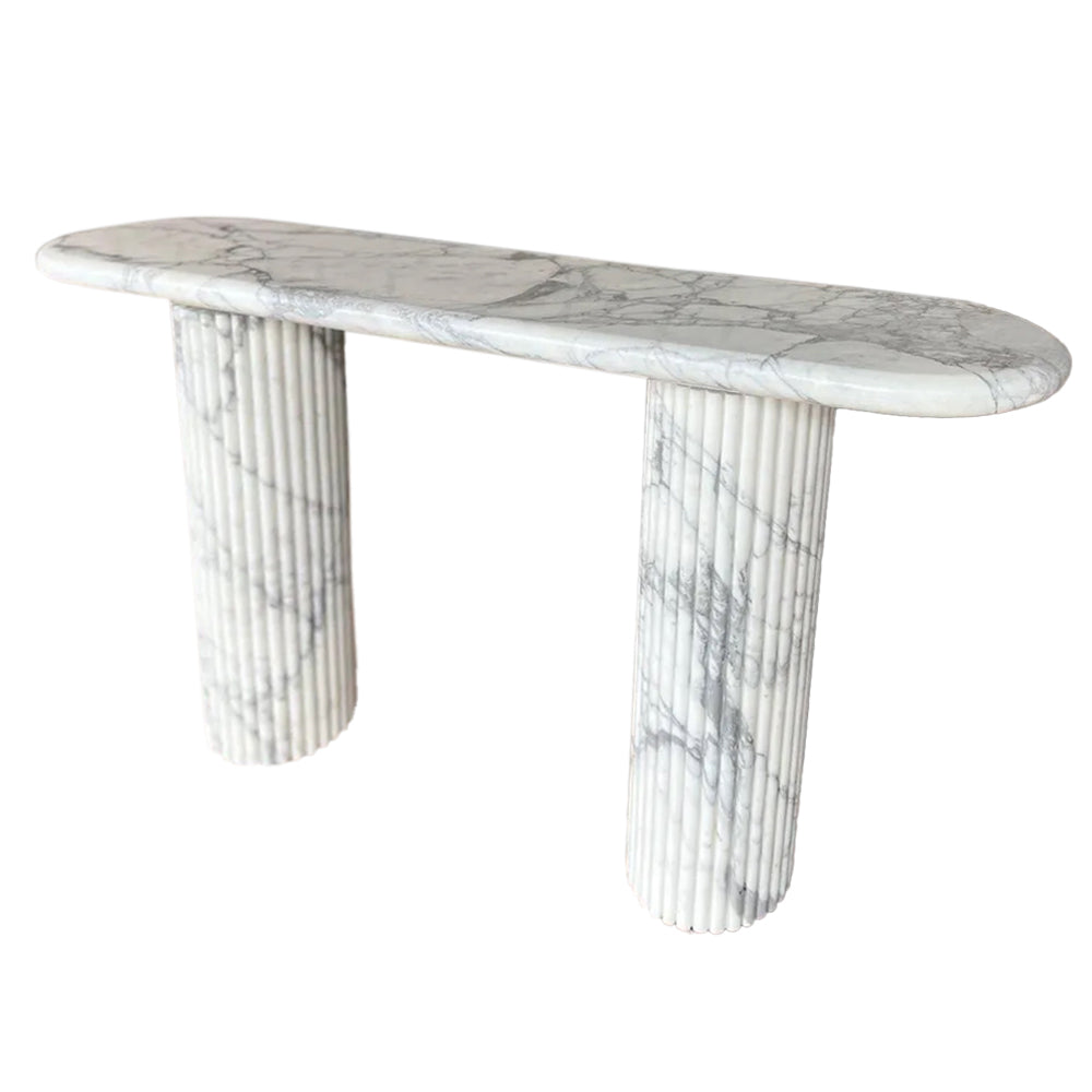 Arabescato Carara Marble Fluted Legs Designer Console