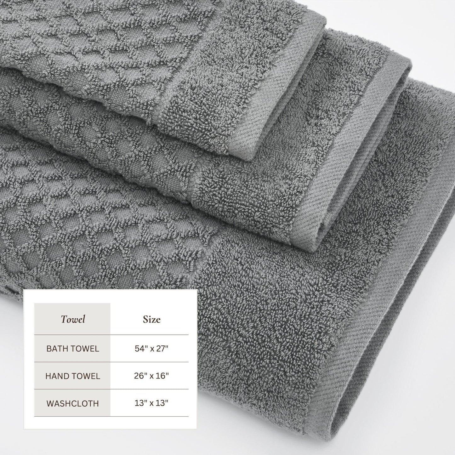 Cotton Diamond Waffle Weave Bath Towel Set - Grayson Collection
