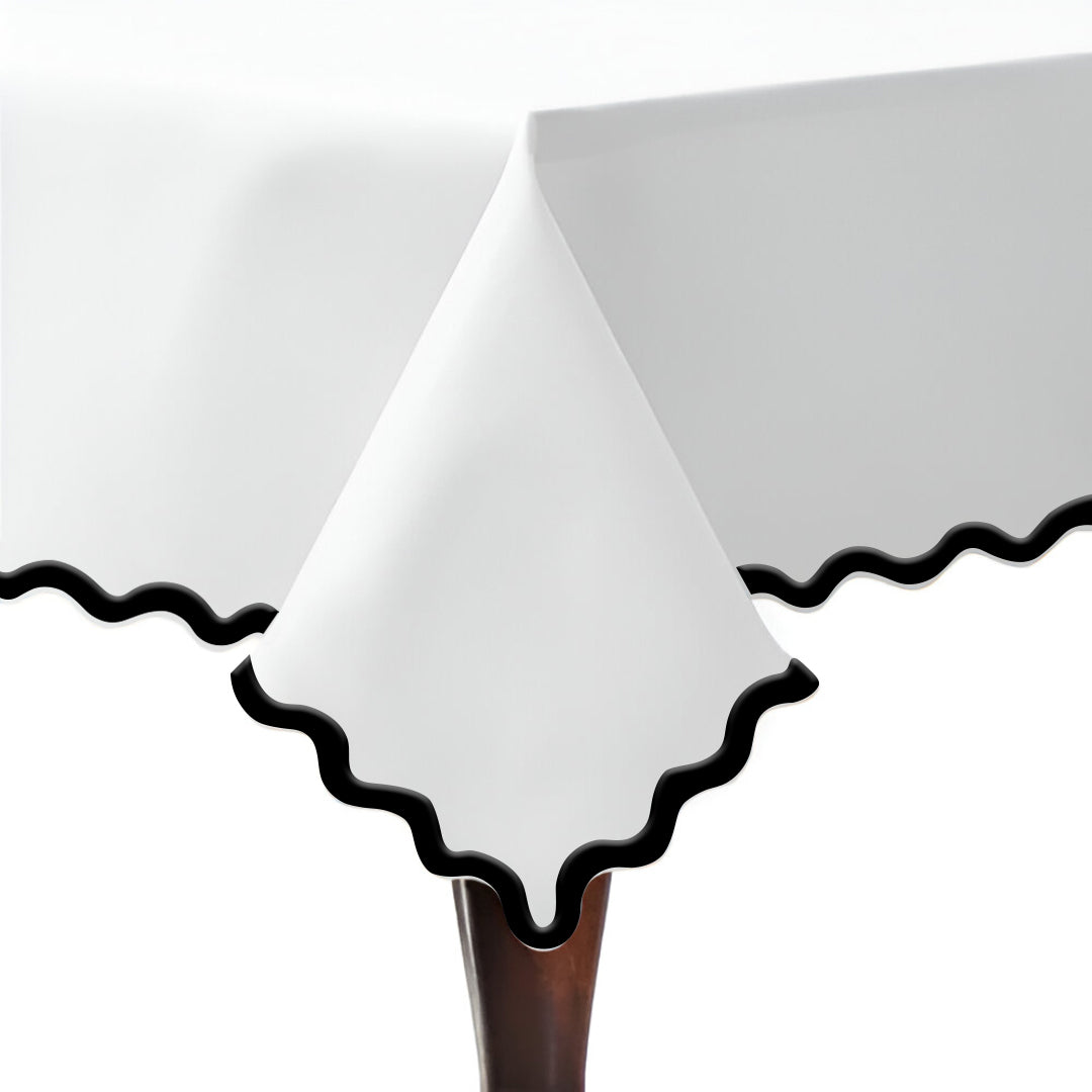 Applique Scalloped Embroidery Cotton Table Cloth