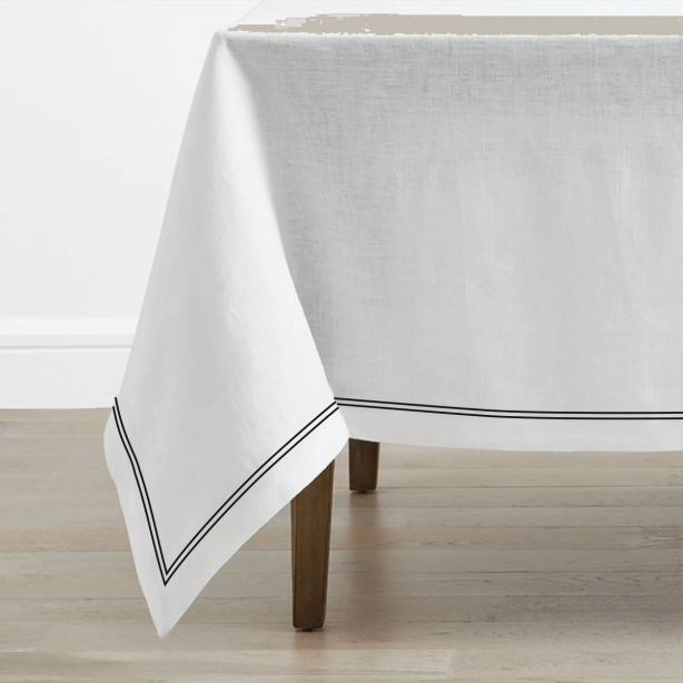 Double Embroidery Border Linen Table Cloth