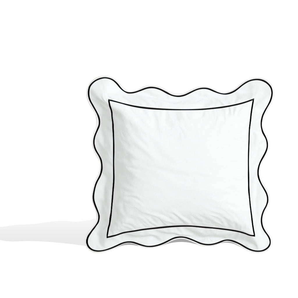 Monogram 400TC Cotton Scallop Embroidery & Border Sateen Solid Euro Sham