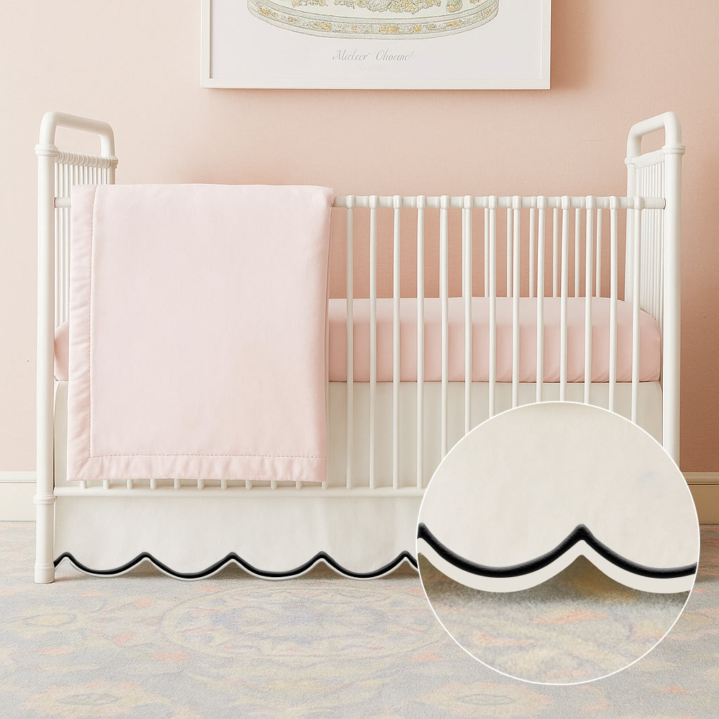 Scallop Embroidery Cotton Crib Skirt