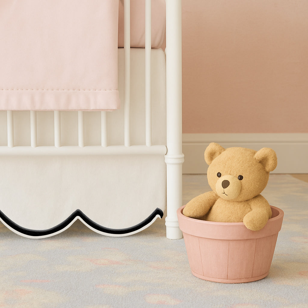 Scallop Embroidery Cotton Crib Skirt