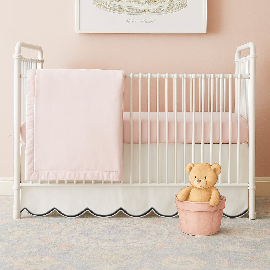 Scallop Embroidery Cotton Crib Skirt