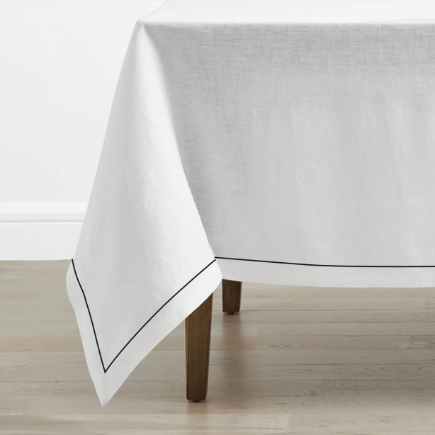 Single Embroidery Border Linen Table Cloth