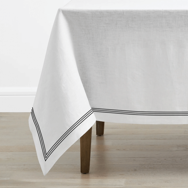 Triple Embroidery Border Linen Table Cloth