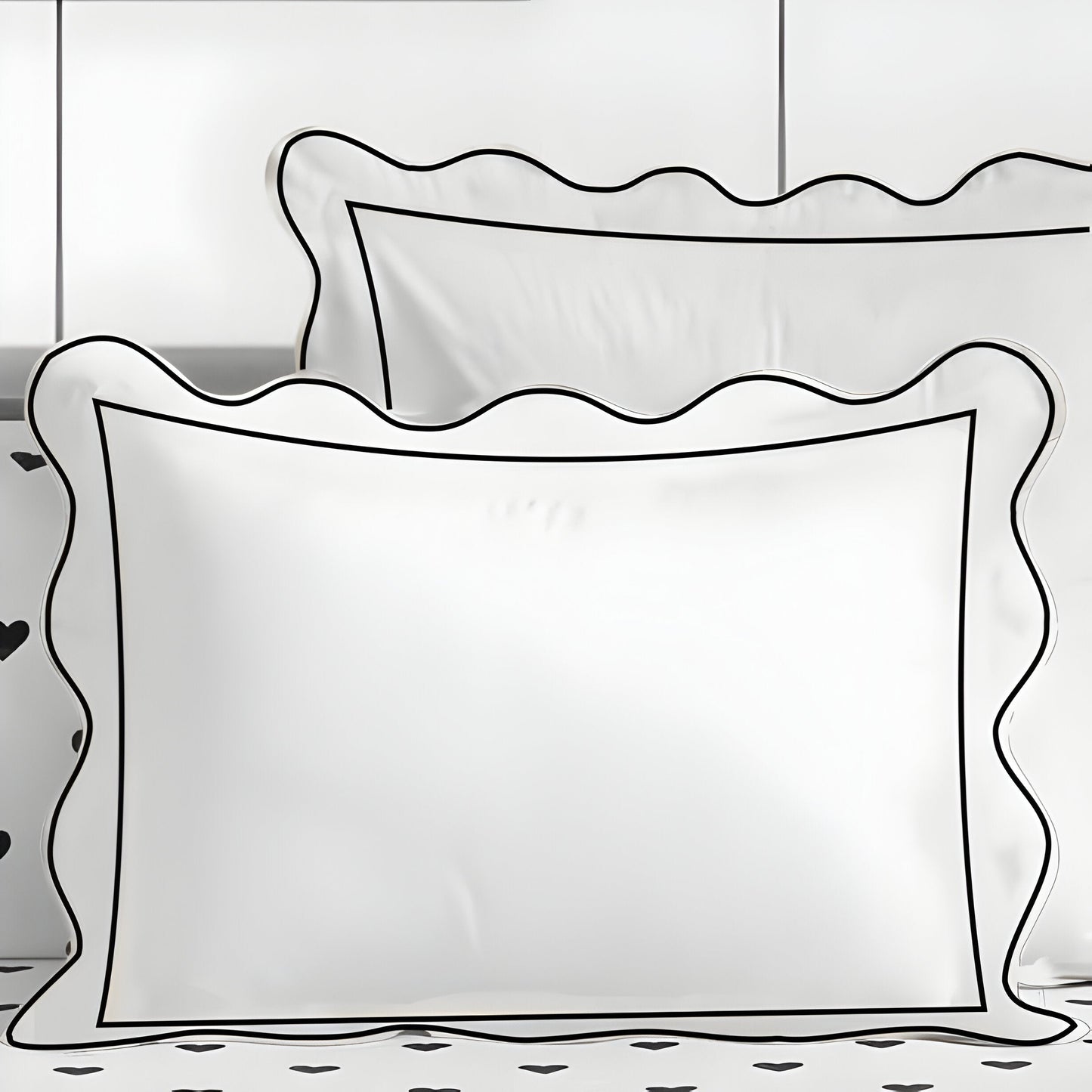 400TC Cotton Scallop Embroidery & Border Sateen Solid Duvet Cover Set