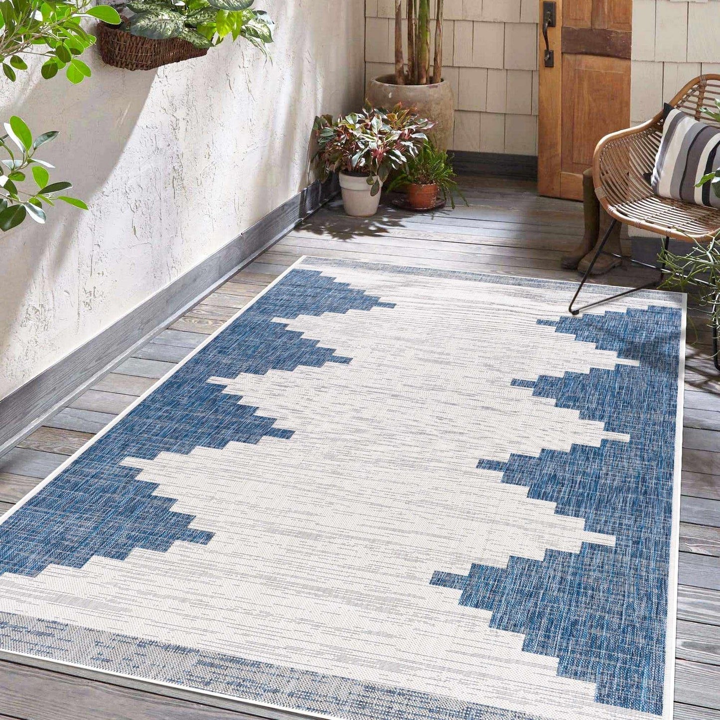 Djugun Navy Indoor & Outdoor Area Rug - Clearance
