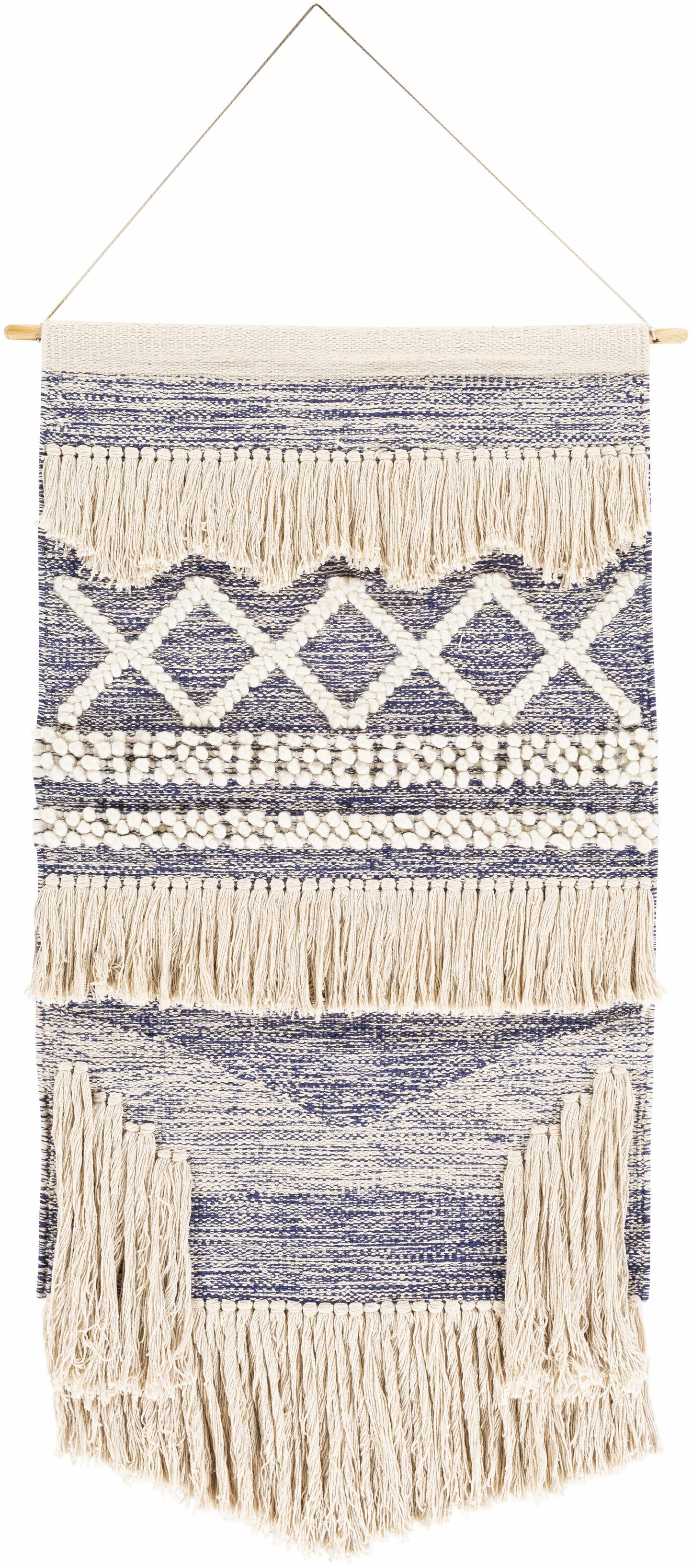 Braunston Boho Navy & Beige Textured Wall Hanging