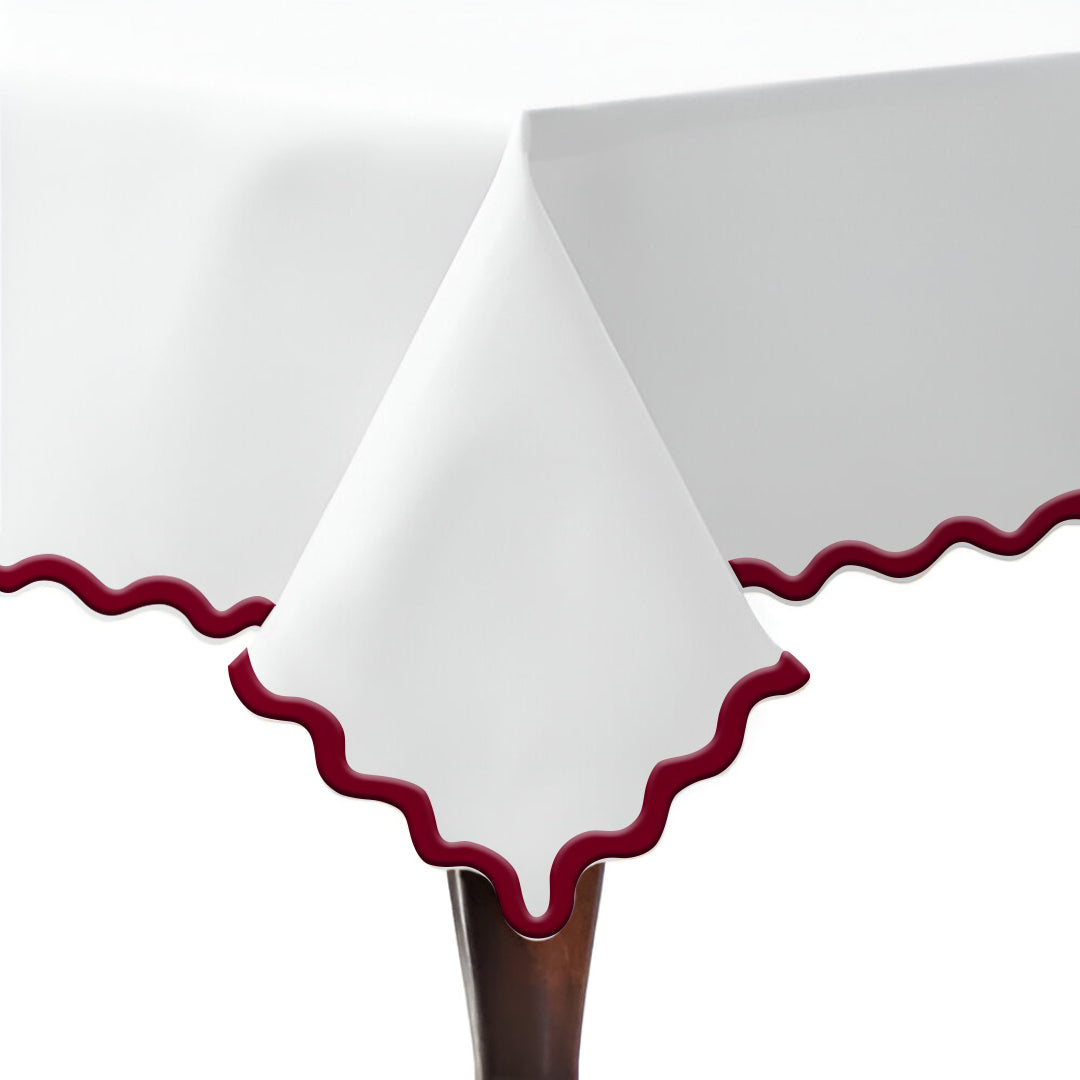 Applique Scalloped Embroidery Cotton Table Cloth