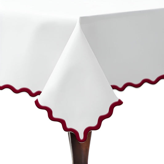 Applique Scalloped Embroidery Cotton Table Cloth