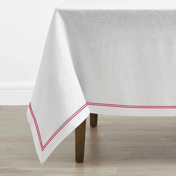 Double Embroidery Border Linen Table Cloth