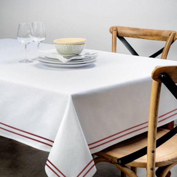 Double Embroidery Border Poly Cotton Sateen Solid Table Cloth