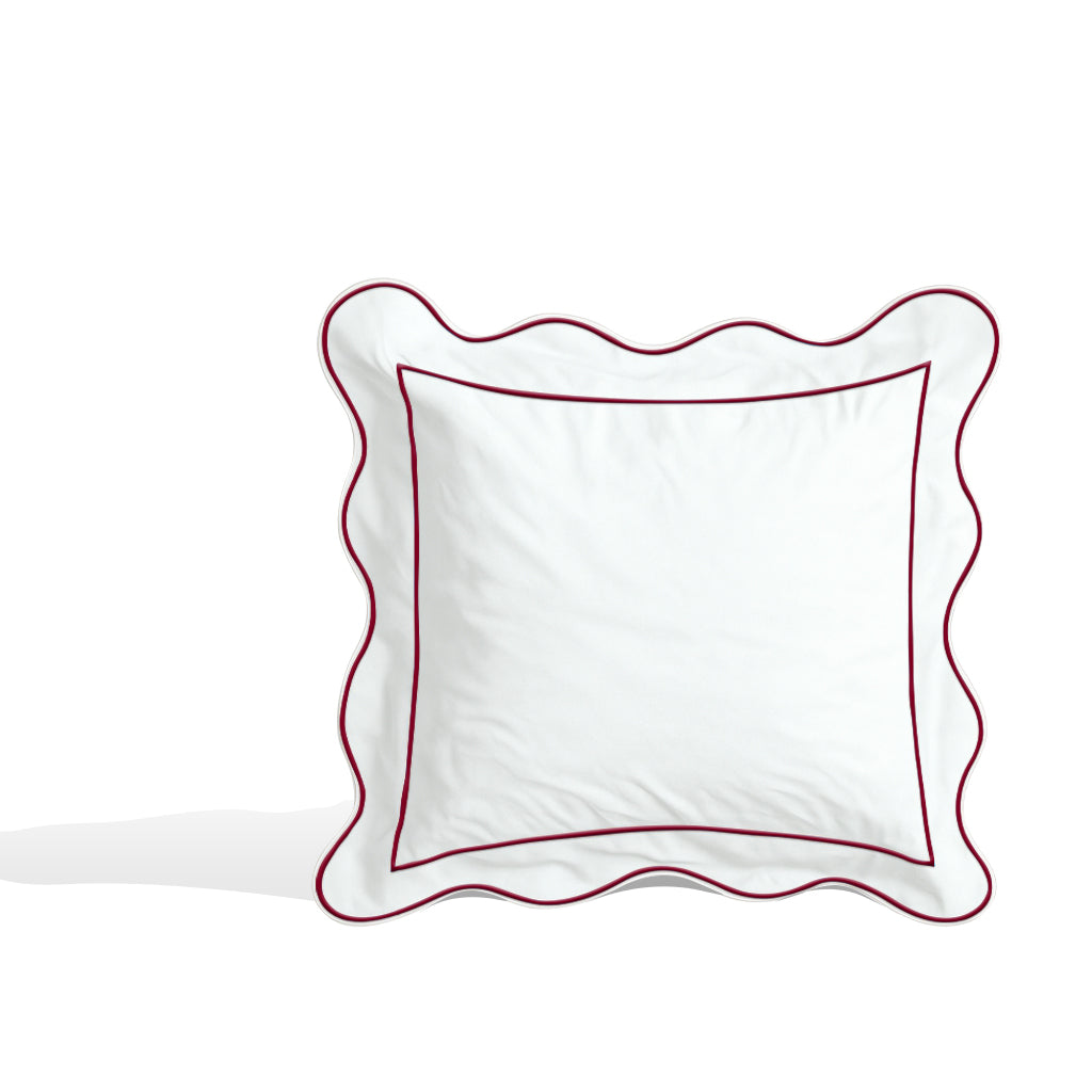 Monogram 400TC Cotton Scallop Embroidery & Border Sateen Solid Euro Sham