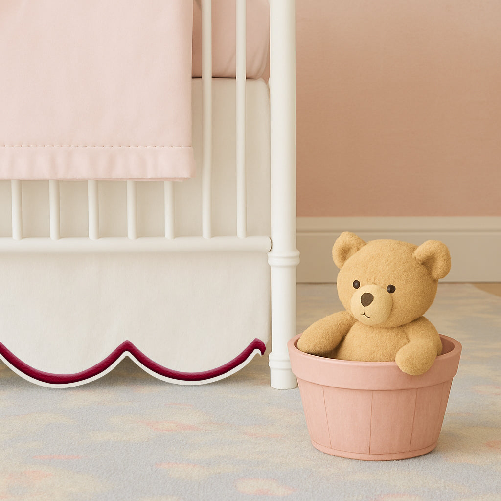 Scallop Embroidery Cotton Crib Skirt