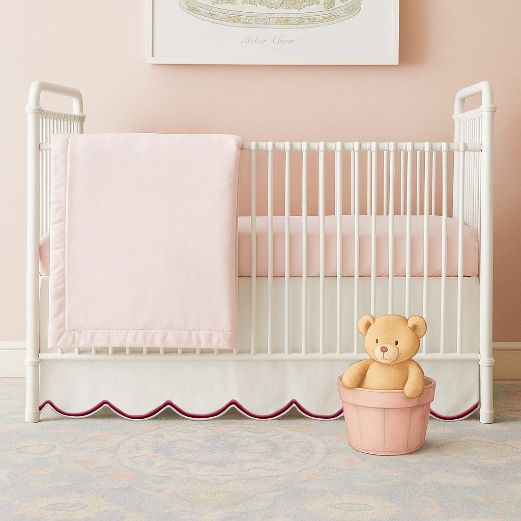 Scallop Embroidery Cotton Crib Skirt