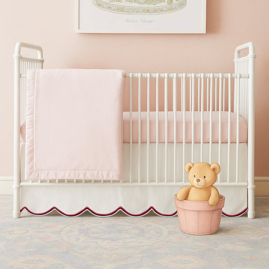 Scallop Embroidery Cotton Crib Skirt