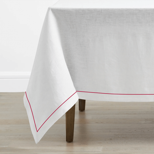 Single Embroidery Border Linen Table Cloth