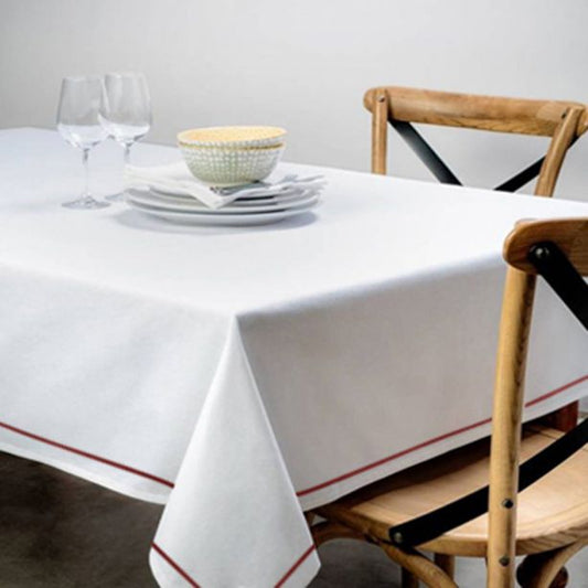 Single Embroidery Border Sateen Cotton Solid Table Cloth