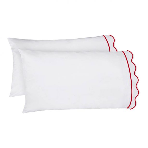 400TC Cotton Scallop Embroidery & Border Sateen Solid Sheet Set