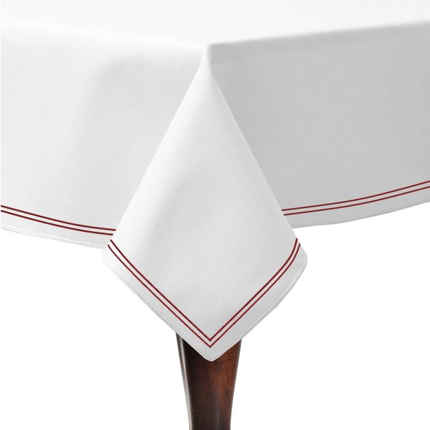 Double Embroidery Border Cotton Sateen Solid Table Cloth