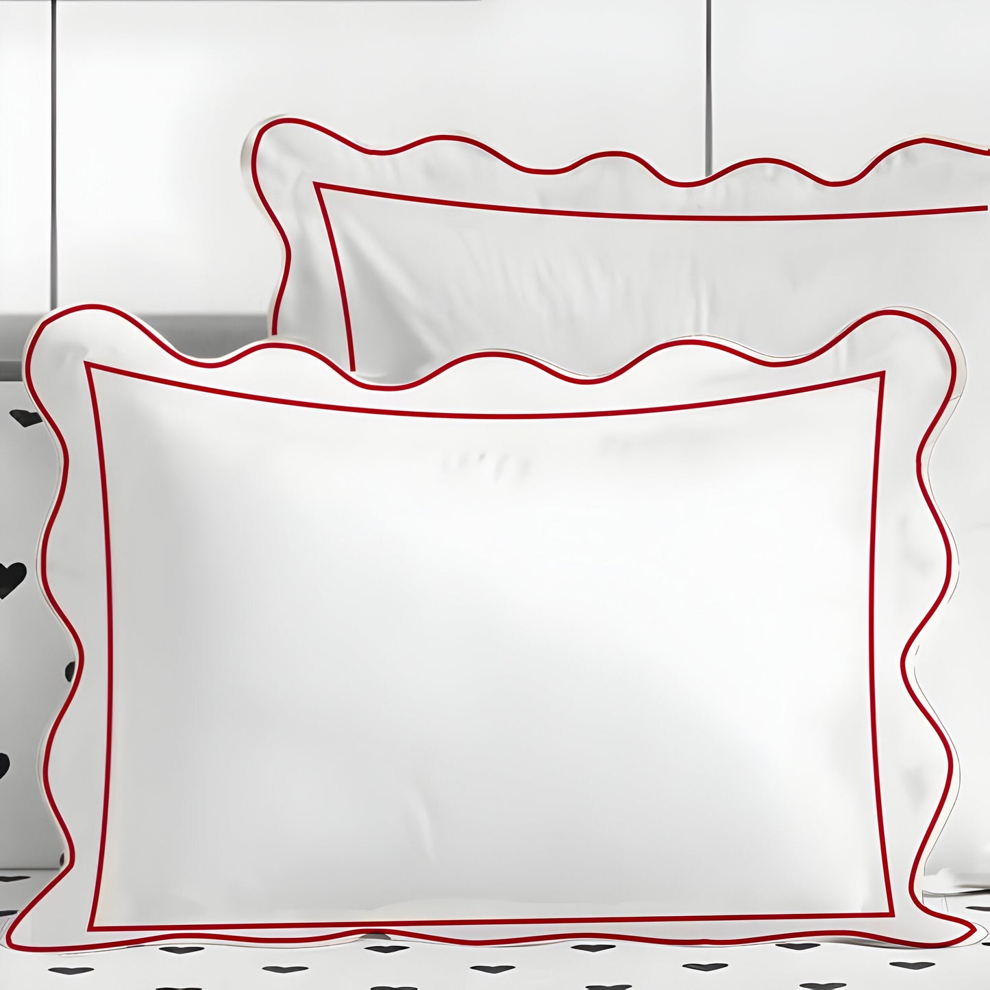 400TC Cotton Scallop Embroidery & Border Sateen Solid Duvet Cover Set