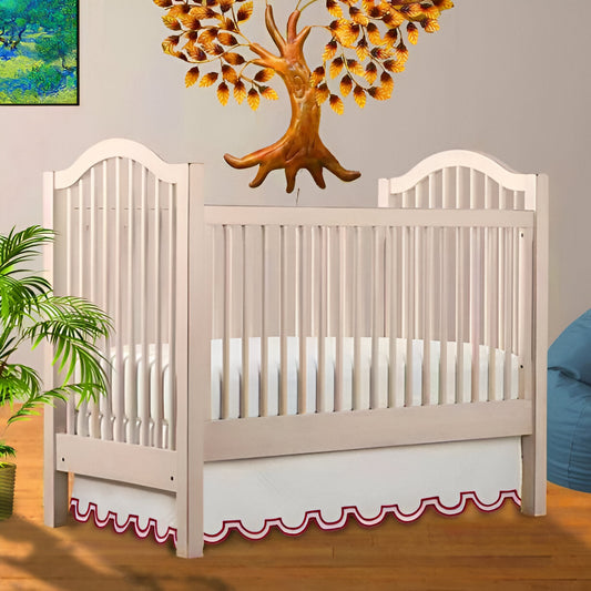 U Shape Scallop Embroidery Cotton Tailored Crib Skirt