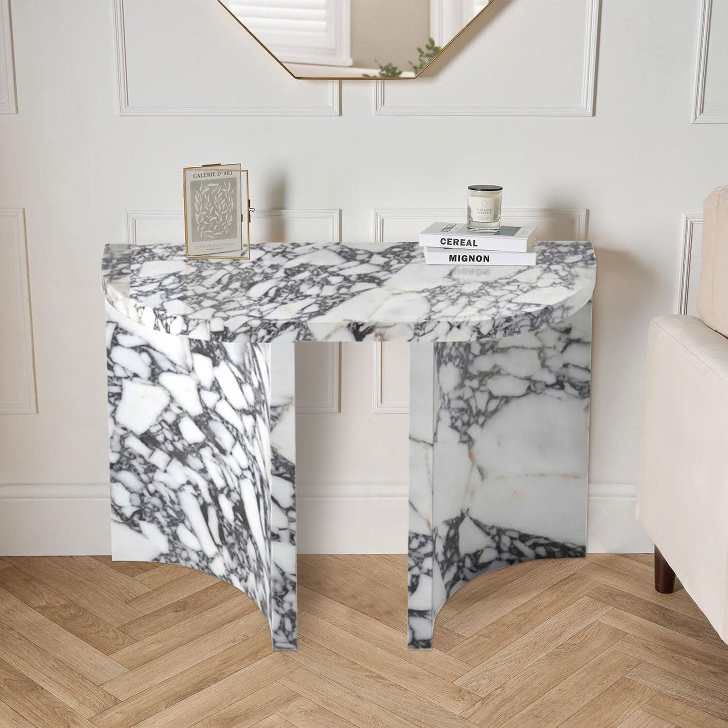 Calacatta Viola Marble Designer Arched Legs Console Polished