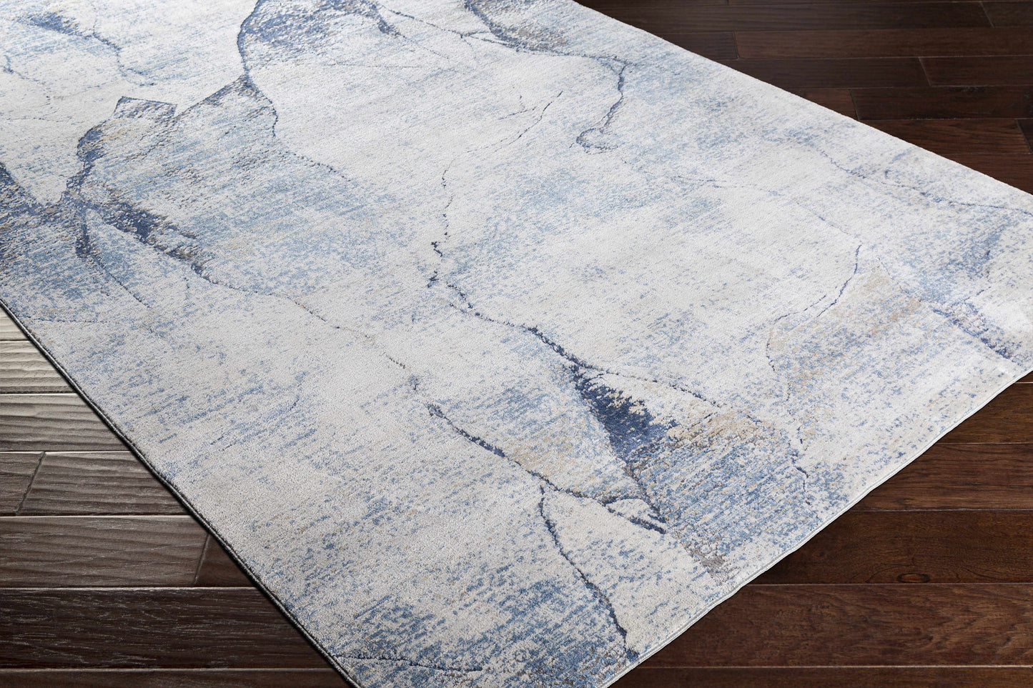 Creighton Blue Marble Textured Luxe Rug