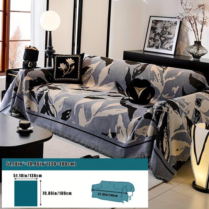 Premium Chenille Fabric Dark Green Couch Cover - All-Season Protector