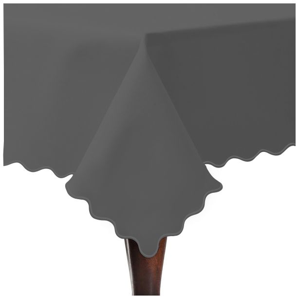 Scallop Embroidery Sateen Cotton Solid Table Cloth - Dark Grey