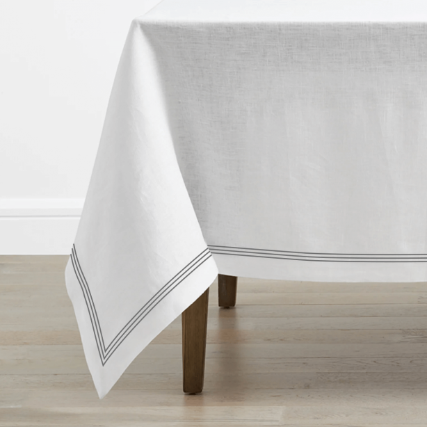 Triple Embroidery Border Linen Table Cloth