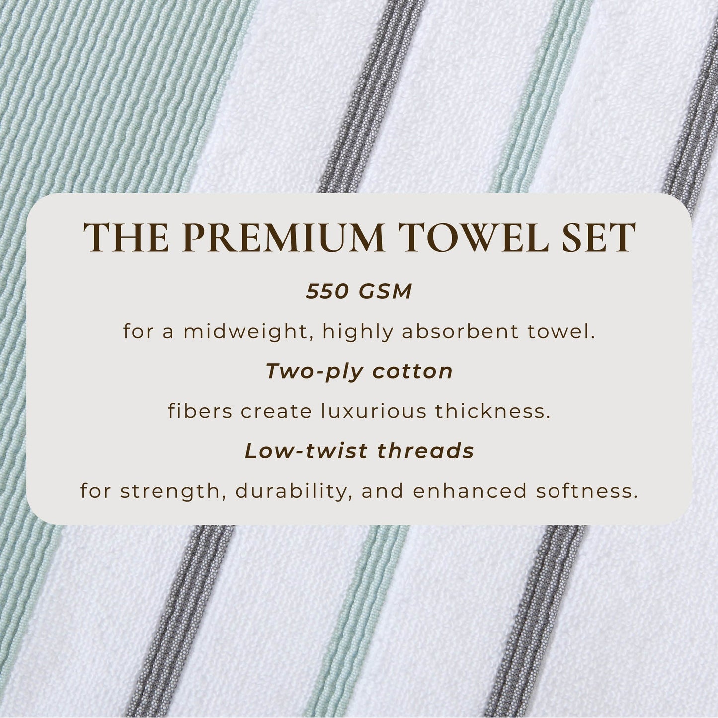 Decorative Cotton Stripe Bath Towel Set - Noelle Collection