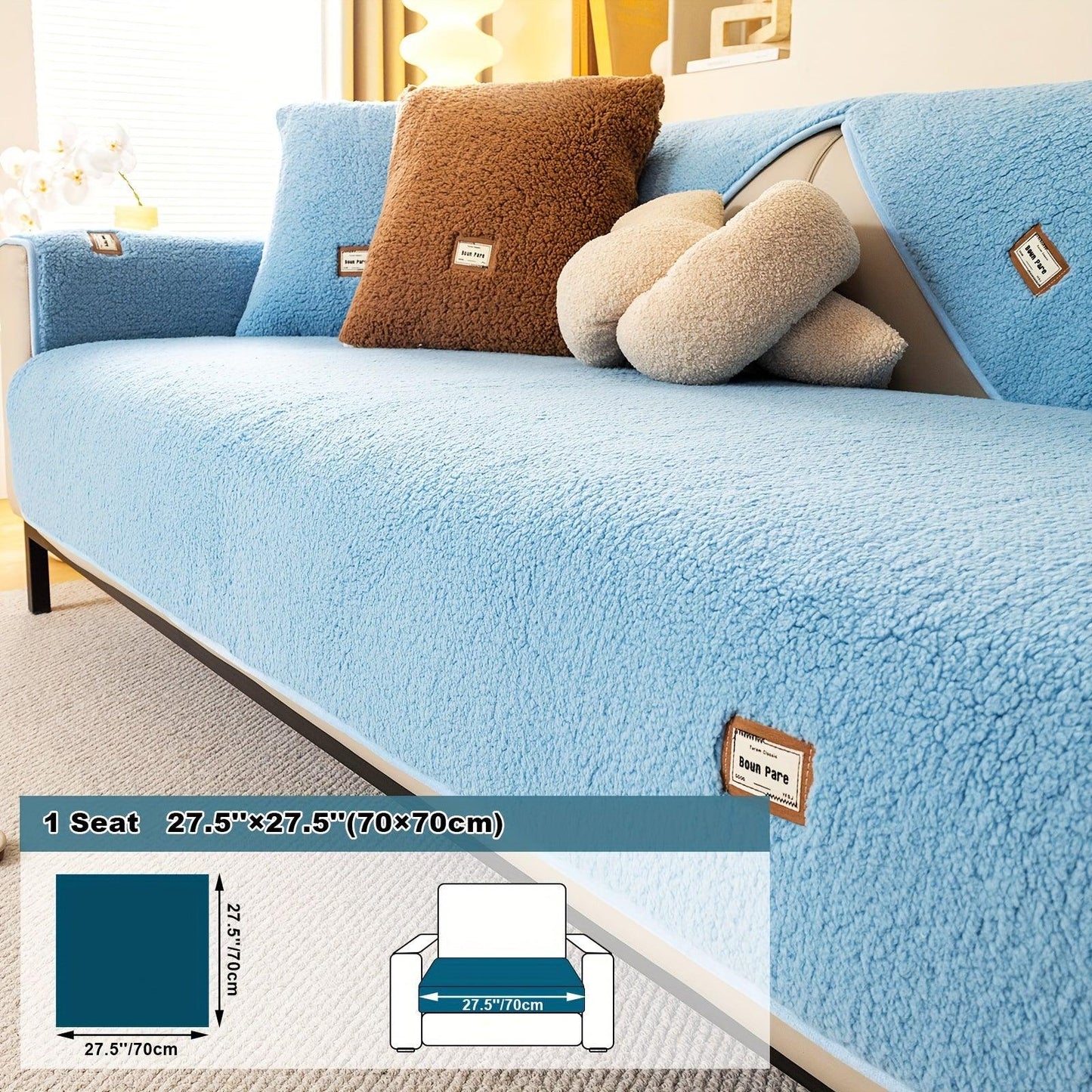 Durable 3 cushion couch cover | High-Quality Plush Sherpa Sofa Cover