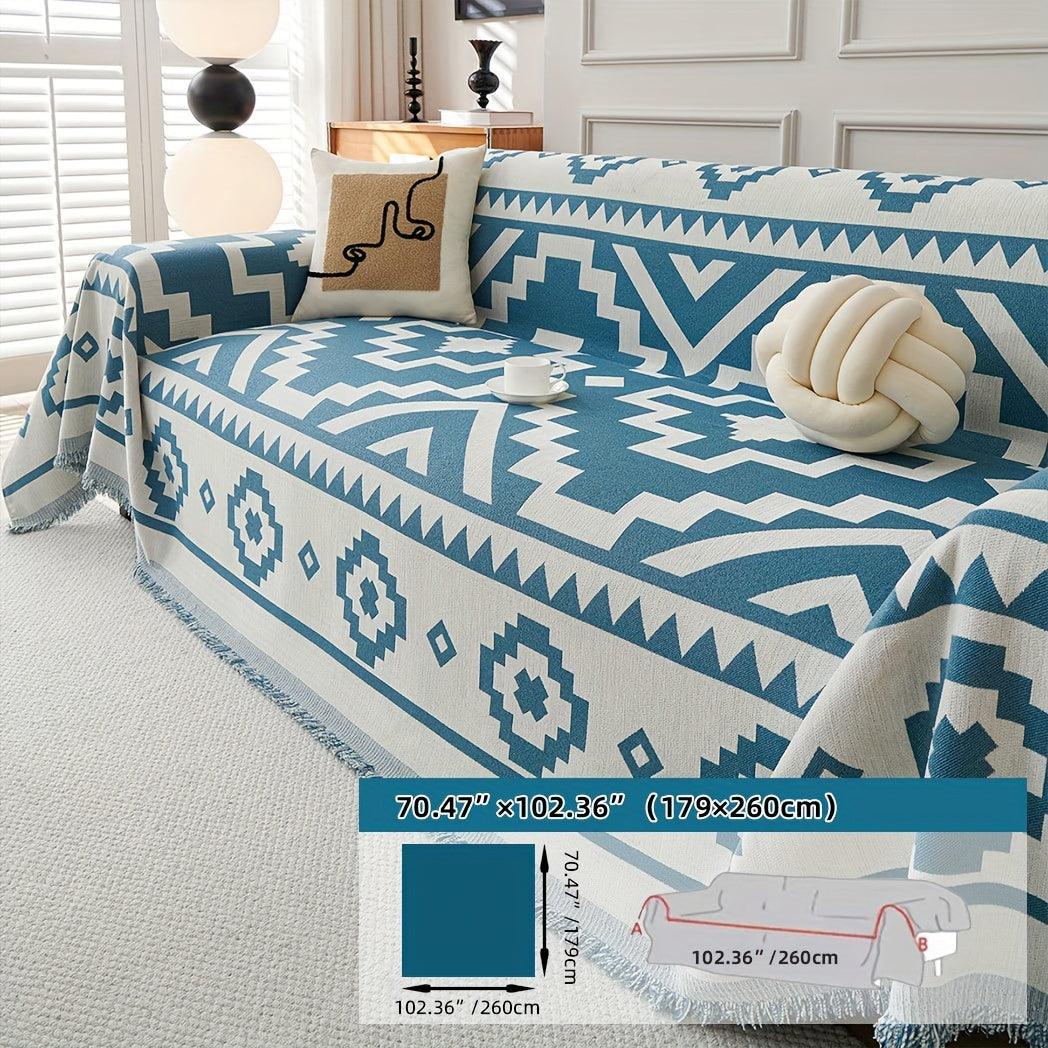 Boho-Chic All-Season Sofa Cover | Light Gray & Pet Proof Couch Cover