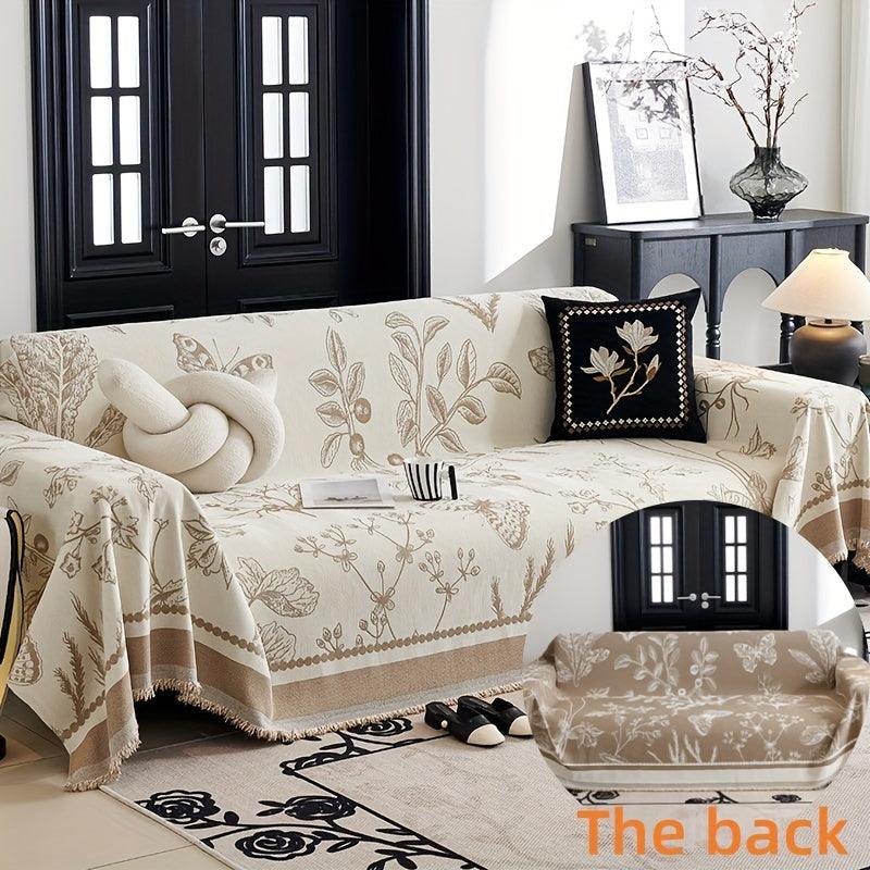 Soft & Cozy Chenille Reversible Sofa Cover - Black and White Couch