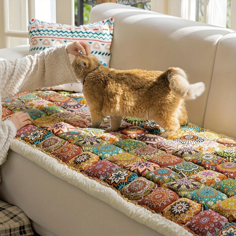 Bohemian Cushion Cover for Armless Sofa – Non-Slip, All-Season