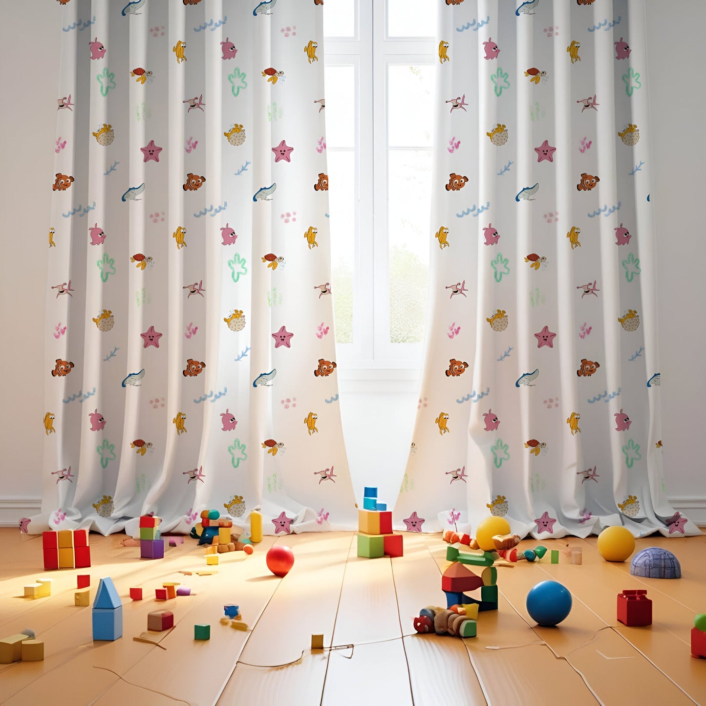 Finding Nemo Themed Baby Room Curtain
