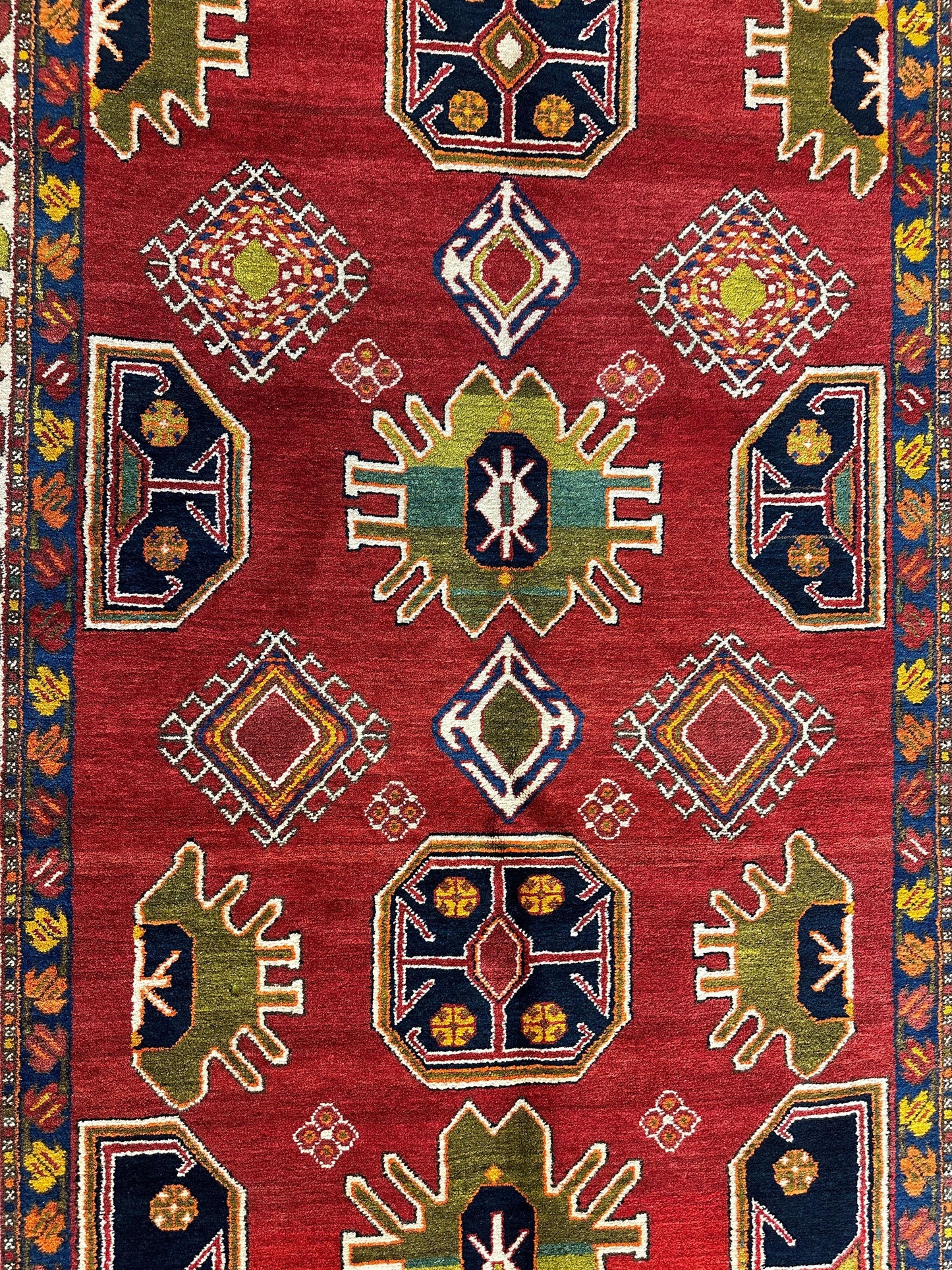 Hand-Knotted Persian Meshgin Wool Rug – 5’ x 11’ – Vintage Tribal Masterpiece