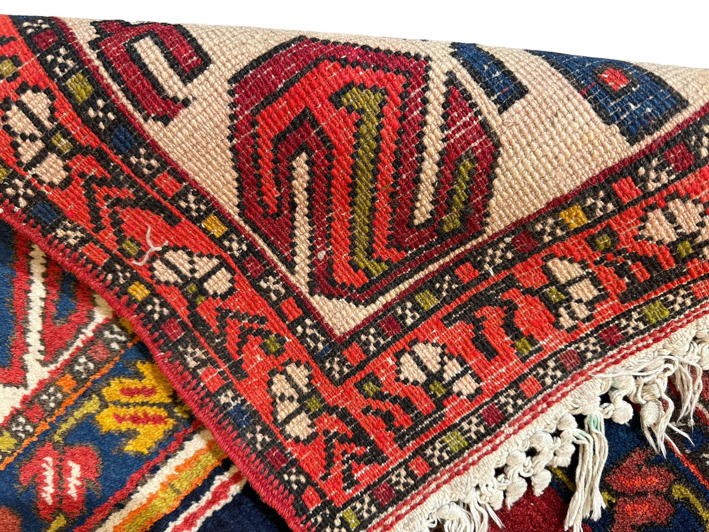 Hand-Knotted Persian Meshgin Wool Rug – 5’ x 11’ – Vintage Tribal Masterpiece