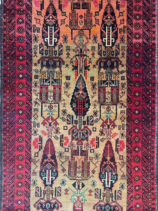 Fine Vintage Wool Baluch Rug 6x4 ft