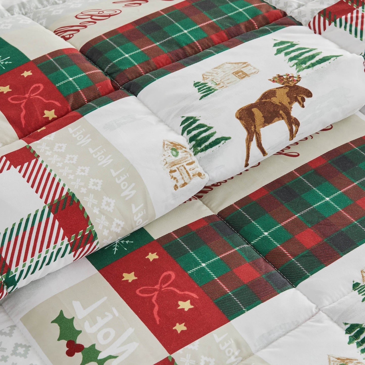 Reversible Christmas Comforter and Sham Set - Holiday / Lodge Odette Collection